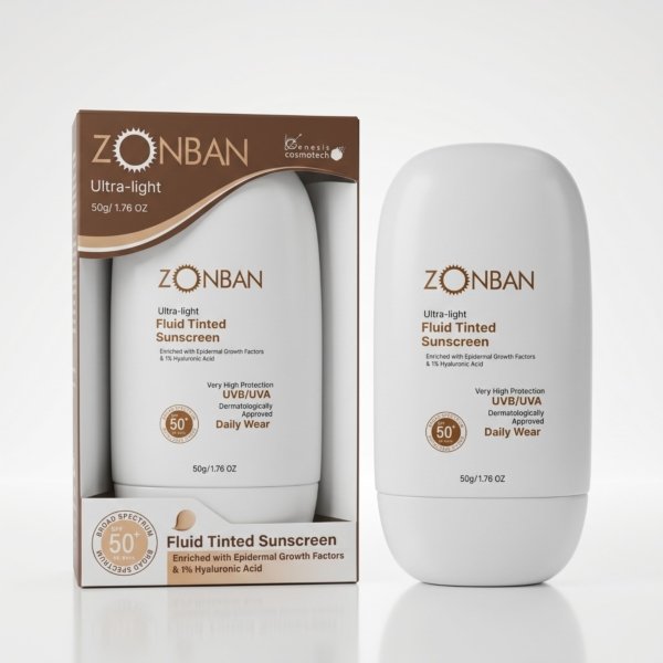 ZONBAN Fluid Tinted Sunscreen SPF 50+ | Ultra-Light Tinted Sunscreen for Daily Broad Spectrum Protection