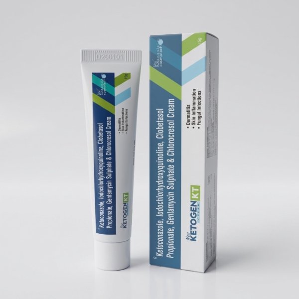 Ketoconazole IP 2.00%w/w+ Iodochlorhydroxyquinoline IP 1.00%w/w+Clobetasol Propionate IP 0.05%w/w+Gentamycin Sulphate IP 0.10%w/w+ Chlorocresol IP 0.10%w/w