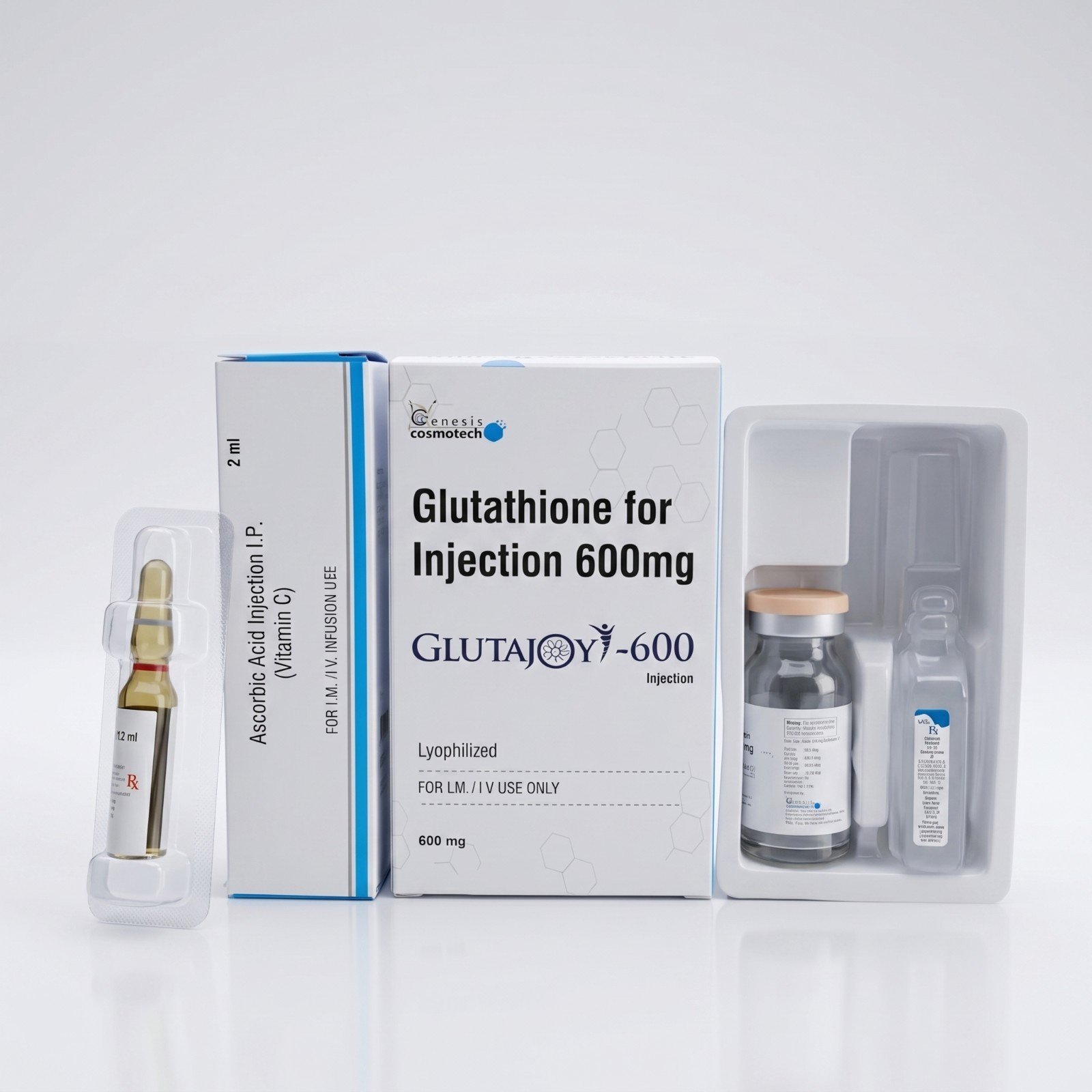 Glutathione 600mg + Vitamin C 500mg Injection Combo Pack