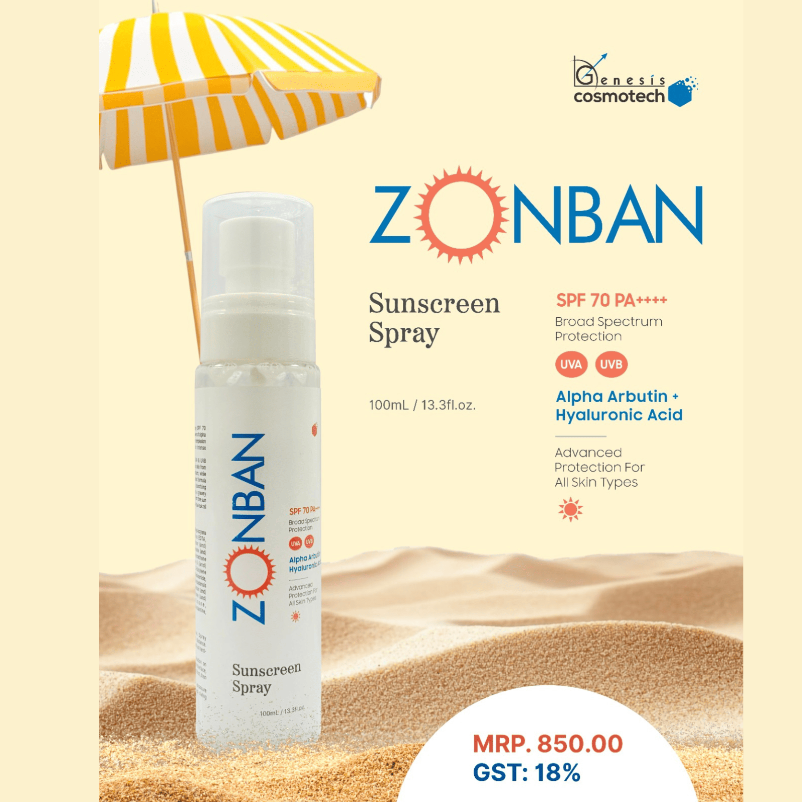 ZONBAN Sunscreen Spray SPF 70 PA++++ | Broad Spectrum Sunscreen Spray for Advanced UV Protection - Image 2