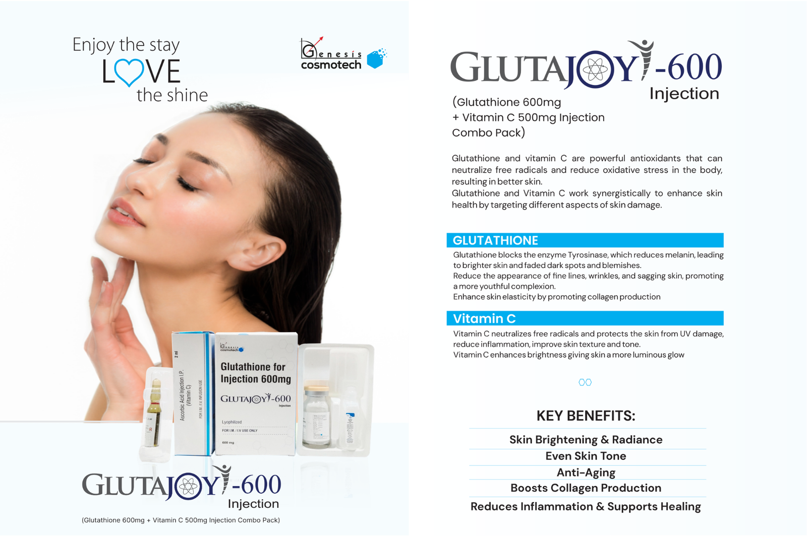Glutathione 600mg + Vitamin C 500mg Injection Combo Pack - Image 3