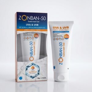 ZONBAN-50 Sunscreen Gel SPF 50 PA+++ | Broad Spectrum UVA & UVB Protection with Encapsulation Technology