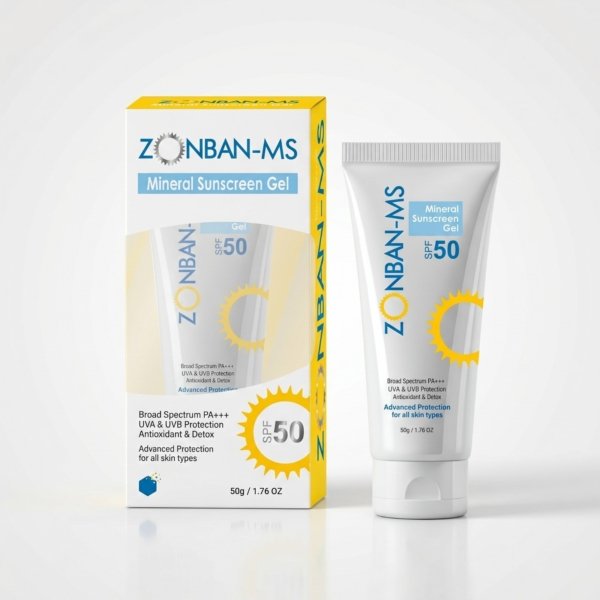 ZONBAN-MS Mineral Sunscreen Gel SPF 50 | Broad Spectrum Mineral Sunscreen for Advanced Daily Protection